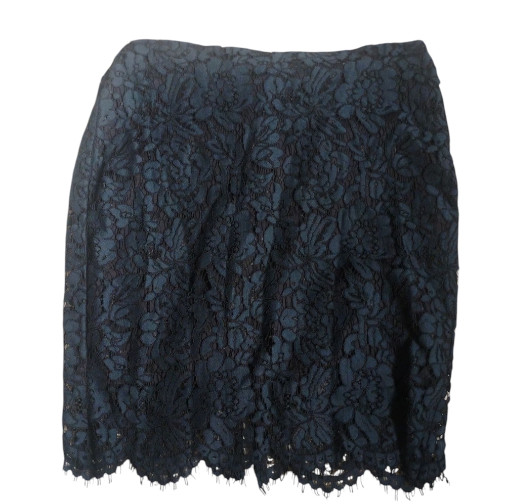 Banana Republic Navy & Black Lace Overlay Skirt SZ 0 Petite